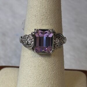 NEW 8x10mm Aurora Borealis AAA CZ Ring 18k White Gold Filled